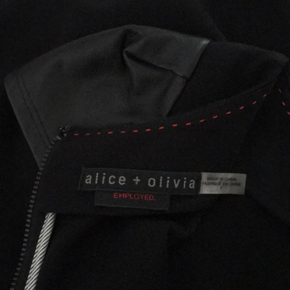 ALICE + OLIVIA GRACIE LEATHER-SLEEVE DRESS NWT - Picture 4 of 8